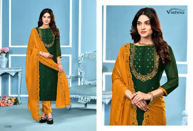 Vishnu Saira Crunchey Silk Fancy Dress Material Collection